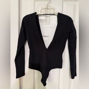 American apparel Black Deep V-Neck Bodysuit
